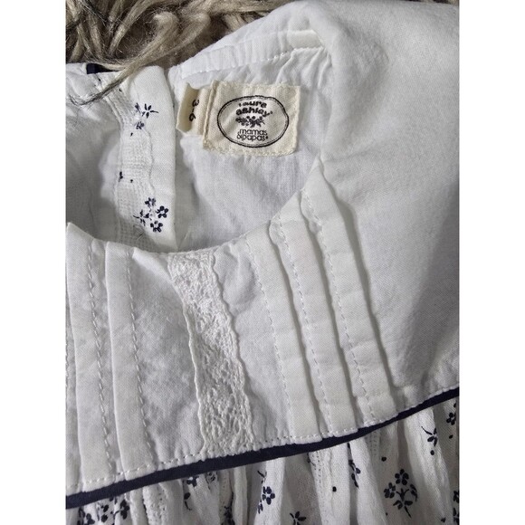 Mamas & Papas Baby Girl Dress 3–6 Months | White & Blue Floral Cotton Dress - Picture 4 of 6